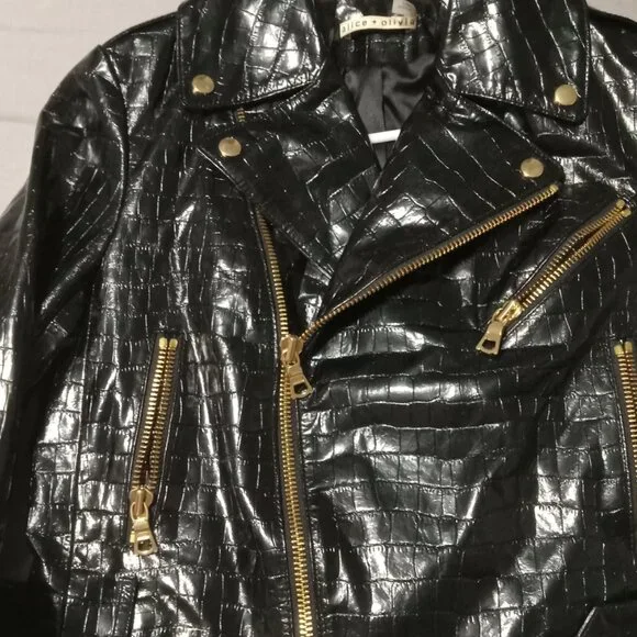 Black leather jacket Alice + Olivia
